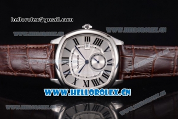 Cartier Drive de Cartier Asia ST16 Automatic Steel Case with Silver Dial Roman Numeral Markers and Brown Leather Strap