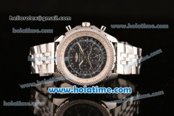 Breitling Bentley Small Date Automatic Movement Silver Case with Black Dial and Honeycomb Bezel-SS Strap