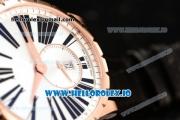 Roger Dubuis Excalibur 36 Miyota 9015 Automatic Rose Gold Case White Dial With Roman Numeral Markers Black Leather Strap - 1:1 Original