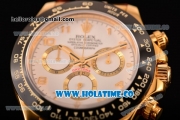 Rolex Daytona Chrono Swiss Valjoux 7750 Automatic Yellow Gold Case with Ceramic Bezel Arabic Numeral Markers and White Dial (BP)