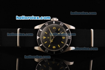 Rolex Submariner Oyster Perpetual Swiss ETA 2836 Automatic Movement Stainless Steel Case with Black Dial and Black Nylon Strap