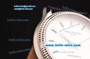 Patek Philippe Calatrava Swiss ETA 2824 Automatic Steel Case with Black Leather Strap White Dial Stick Markers