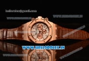 Audemars Piguet Royal Oak Chronograph Swiss Valjoux 7750 Rose Gold Case with Black Leather Strap White Dial and Gold Three Subdials 1:1 Original EF