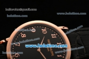 Patek Philippe Calatrava Miyota OS2035 Quartz Rose Gold Case with Rose Gold Arabic Numeral Markers and Black Dial