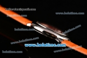 Cartier Ballon Bleu Swiss Quartz Steel Case with Orange Leather Strap White Markers and Orange Dial