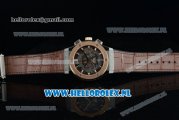 Hublot Classic Fusion Chronograph Swiss Valjoux 7750 Automatic Rose Gold Case with Grey Dial Stick Markers and Brown Genuine Leather Strap