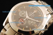 Omega Seamaster Chronograph Miyota Quartz Movement Full Steel with Black Dial-Sapphire Glass