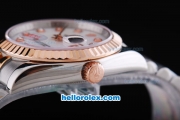 Rolex Datejust Working Chronograph Automatic Movement Rose Gold Bezel with White Dial and Diamond Marking