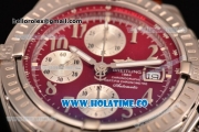 Breitling Chronomat Evolution Swiss Valjoux 7750 Automatic Steel Case with Red Dial and Silver Arabic Numeral Markers (BP)