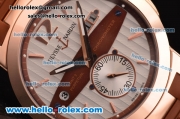 Ulysse Nardin Executive Dual Time ST22 Automatic Run 6@Sec Rose Gold Case with White Dial and Brown Rubber Strap 7750 Coating