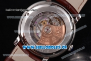 Audemars Piguet Jules Audemars Clone AP Calibre 3120 Automatic Steel Case with White Dial Brown Leather Strap and Stick Markers (EF)