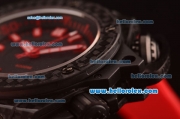 Hublot King Power Swiss ETA 2836 Automatic Carbon Fiber Case with Black Dial and Red Rubber Strap