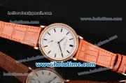 Patek Philippe Calatrava Miyota Quartz Rose Gold Case with Stick Markers and White Dial