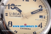 U-Boat Chimera Automatic Asia ST25 Automatic Steel Case White Dial Brown Leather Strap and Arabic Number Markers