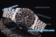 Rolex GMT Master Vintage Asia 2813 Automatic Full Steel with PVD Bezel and Black Dial-Orange Markers