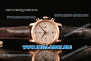 Omega De Ville Co-axial Chronograph Clone Omega 9300 Automatic Rose Gold Case with White Dial and Black/Brown Leather Strap (EF)