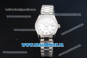 Rolex Datejust Swiss ETA 2671 Automatic Steel Case with White Dial Diamonds Markers Diamonds Bezel and Steel Bracelet (BP)