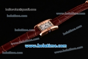 Cartier Tank Anglaise Swiss Quartz Steel Case with Red Leather Strap White Dial and Black Markers