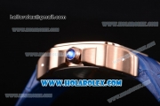 Cartier Santos Tourbillon Asia Automatic Rose Gold Case with Blue Dial and Blue Leather Strap - Roman Numeral Markers
