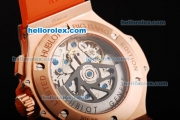 Hublot Big Bang Chronograph Swiss Valjoux 7750 Automatic Movement White Dial with Orange Diamond Bezel and Orange Rubber Strap