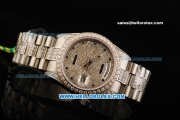 Rolex Day Date Oyster Perpetual Swiss ETA 2836 Automatic Movement Steel Case with Diamond Bezel and Diamond Dial