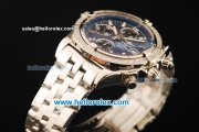 Breitling Chronomat Evolution Chronograph Swiss Valjoux 7750 Automatic Movement Steel Case with Blue Dial and Diamond Bezel