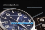 IWC Big Pilot Clone IWC 51111 Automatic Steel Case with Blue Dial White Hands and Brown Leather Strap Arabic Numeral Markers