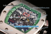 Richard Mille RM 011 Asia 2813 Automatic Steel Case with Black Rubber Bracelet White Markers and Black Dial