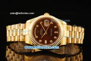 Rolex Day-Date II Automatic Movement Full Gold with Brown Dial and Diamond Markers