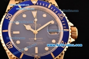 Rolex Submariner Asia 2813 Automatic Yellow Gold Case/Strap with Blue Dial Super LumiNova Markers and Blue Bezel - ETA Coating