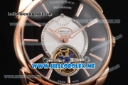 Parmigiani Tonda Tourbillon Asia ST25 Automatic Rose Gold Case with Black Dial and Brown Leather Strap Rose Gold Markers