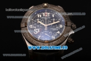 Breitling Avenger Seawolf Miyota Quartz PVD Case with Black Dial and Black Leather Strap - Arabic Numeral Markers