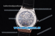 Hublot Classic Fusion Tourbillon Asia 3836 Automatic Steel Case with Skeleton Dial and Grey Leather Strap