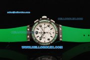 Hublot Big Bang Chronograph Swiss Quartz Movement PVD Case with Green Diamond Bezel and Green Rubber Strap-Lady Model