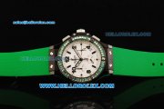 Hublot Big Bang Chronograph Swiss Quartz Movement PVD Case with Green Diamond Bezel and Green Rubber Strap-Lady Model