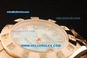 Rolex Datejust Swiss ETA 2836 Automatic Movement Rose Gold with Green MOP Dial and Diamond Markers/Bezel