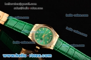 Rolex Day-Date Asia 2813 Automatic Yellow Gold Case with Green Leather Strap Stick Markers and Green Dial