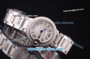 Cartier Ballon bleu de Swiss ETA Quartz Steel Case with Diamond Bezel and White Dial