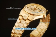 Rolex Day Date Swiss ETA 2836 Automatic Yellow Gold Case with Diamond Dial/Bezel and Gold Diamond Strap