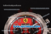 Scuderia Ferrari Chronograph Miyota OS20 Quartz Steel Case with Red Dial Black Leather Strap and Silver Arabic Numeral Markers