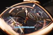 Parmigiani Kalpa XL Swiss Tourbillon Manual Winding Movement Rose Gold Case with Black Dial and Black Leather Strap
