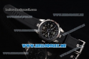 Perrelet Turbine Pilot Asia Automatic Steel Case with Black Dial and Arabic Numeral Markers Black Rubber Strap