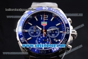 Tag Heuer Formula 1 Chronograph Miyota Quartz Stainless Steel Case/Bracelet with Blue Dial and Stick/Arabic Numeral Markers