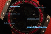 Hublot Big Bang Chronograph Swiss Valjoux 7750 Automatic Movement PVD Case with Diamond Bezel and Black Dial