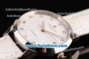 Vacheron Constantin Patrimony Swiss ETA 2824 Automatic Steel Case with White Leather Strap White Dial and Diamond Markers