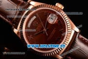 Rolex Day-Date Asia 2813/Swiss ETA 2836/Clone Rolex 3135 Automatic Rose Gold Case with Roman Numeral Markers and Brown Dial (BP)