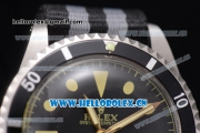 Rolex Submariner Vintage Asia 2813 Automatic Steel Case with Black Dial Black/Grey Nylon Strap and Dot Markers