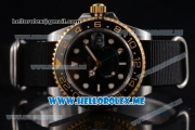 Rolex GMT-Master II Asia 2813 Automatic Steel Case with Black Dial and Black Nylon Strap Dot Markers