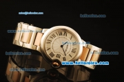 Cartier Ballon Bleu De Swiss ETA Quartz Steel Case with White Dial and Two Tone Strap