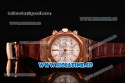Audemars Piguet Royal Oak Chrono 41MM Swiss Valjoux 7750 Automatic Rose Gold Case with White Dial Stick Markers and Brown Leather Strap (EF)